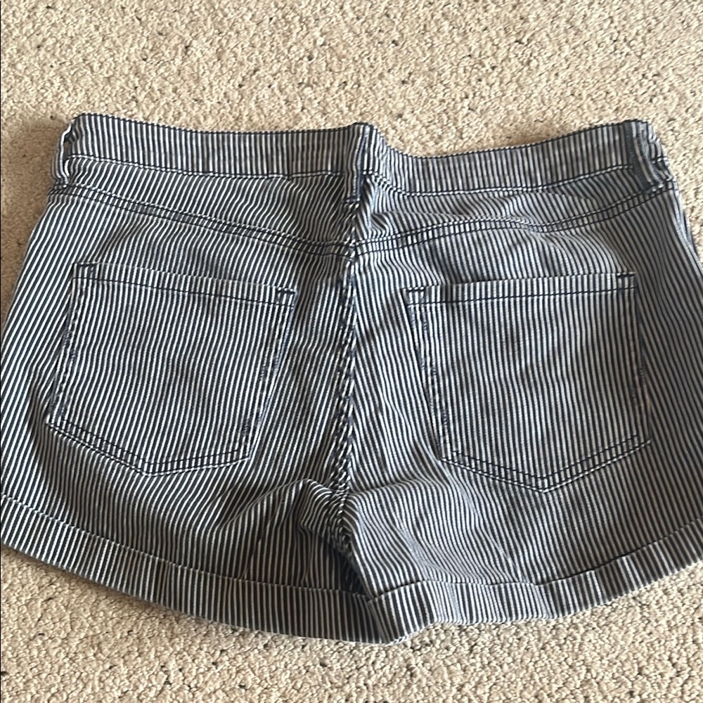 H&M Dark Blue and White Striped Women Shorts